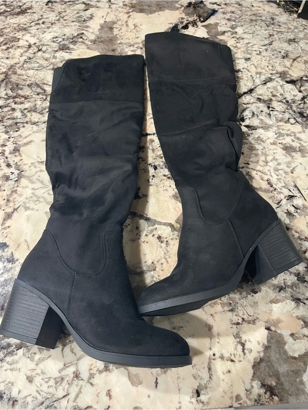 Fashion Nova Women's Black Over-the-Knee Block Heel Boots